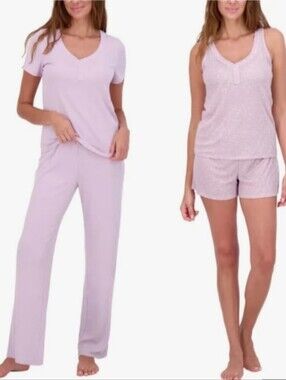 New Live 2 Lounge Lavender 4-Piece Pointelle Lounge Set Size Large Pajamas NWT
